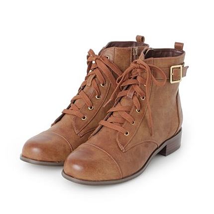 レースアップバックルアンクルブーツ