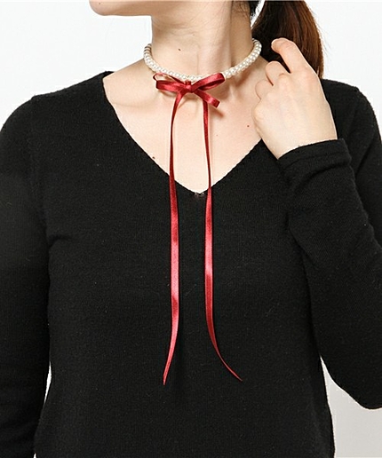 WEGO/パールリボンネックレス