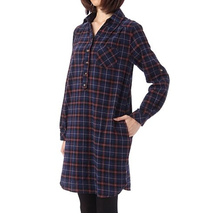 起毛チェックシャツワンピース