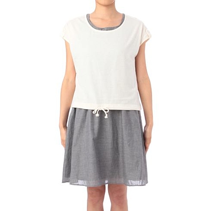 ドロストトップス+ギャザーフレアワンピース