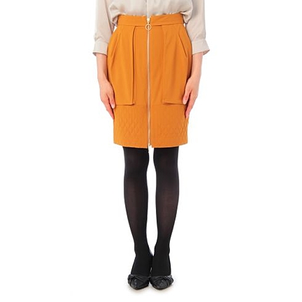 [L]バックファスナーキルティング切り替えジョーゼットスカート