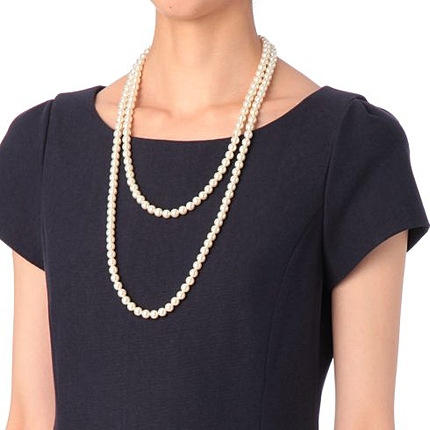 パールビジュー2連ロングネックレス