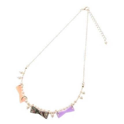 フェイクパール&リボンネックレス