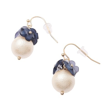 ラメフラワーパールピアス