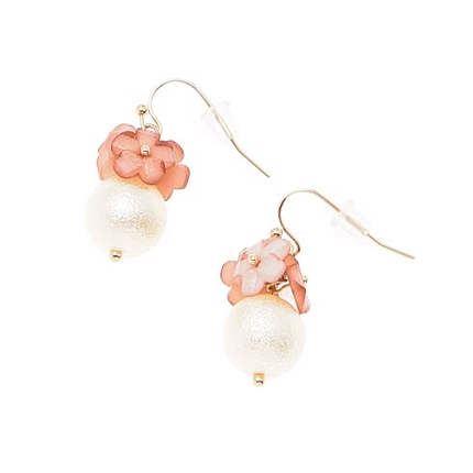 ラメフラワーパールピアス