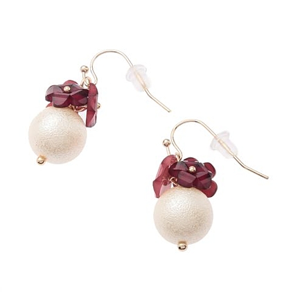 ラメフラワーパールピアス