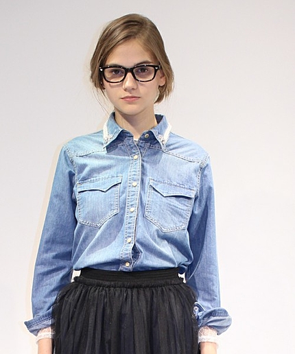 デニムビジュウ襟シャツ