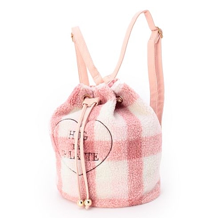 レザー調×ボアハート刺しゅうリュック