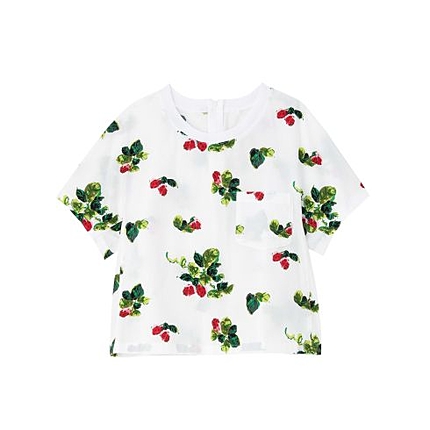 MUVEIL いちご柄バックジップブラウス