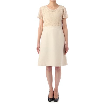 レース切り替えドビーワンピース