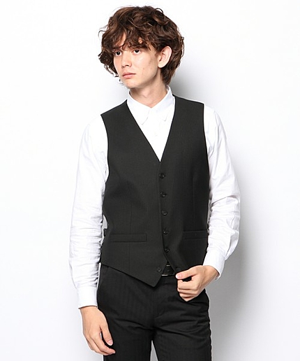 2WAYストレッチヘリンボーンスーツベスト