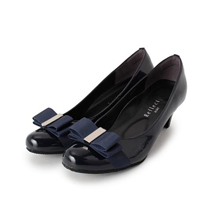 エナメルリボンパンプス