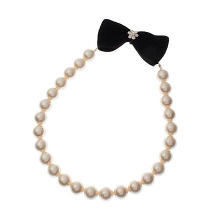 リボン×パールショートネックレス