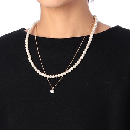 フェイクパール&パーリーハート3WAYネックレス