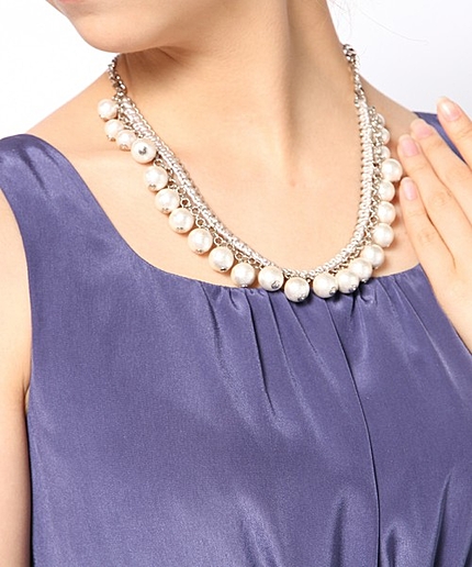 チェーンコットンパールネックレス