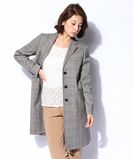 グレンチェック×ダブルクロスチェスターコート