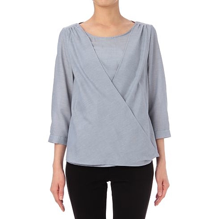 カシュクール風七分袖ブラウス