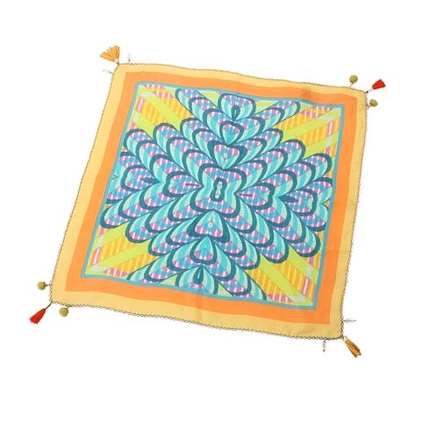 カラフルフラワー柄シルクストール