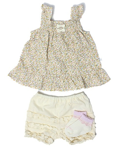 【BABY】ギフトBOX(花柄プリントワンピース・ボトム・ソックス３点セット)