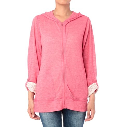 レース使いジップアップパーカ