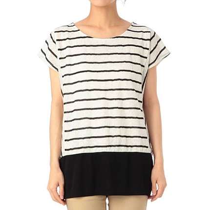 レース×ボーダーカットソー