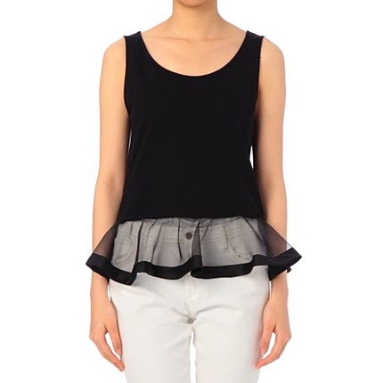 オーガンジーぺプラムプルオーバー