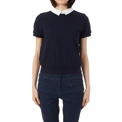 ショートカラー鹿の子プルオーバー