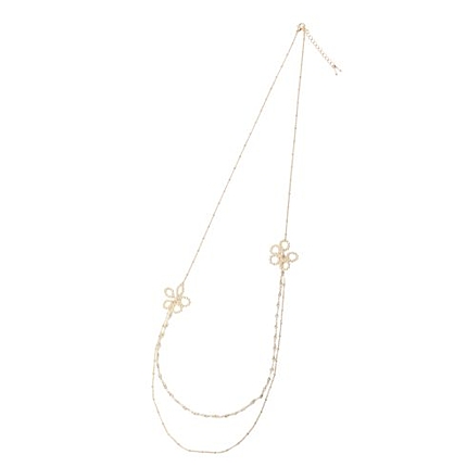 ガラス&パール二連ネックレス