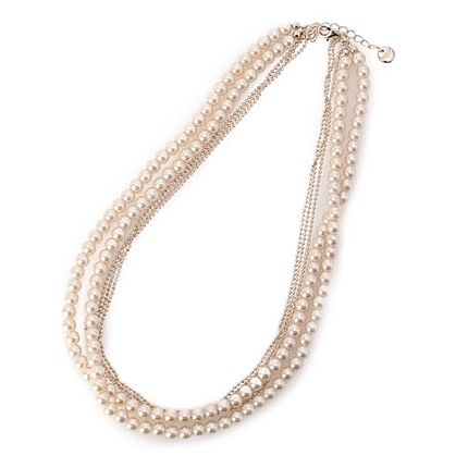 パール×ボールチェーン四連ネックレス