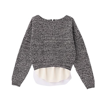 [L]バッグジップニット+シフォンタンクトップSET