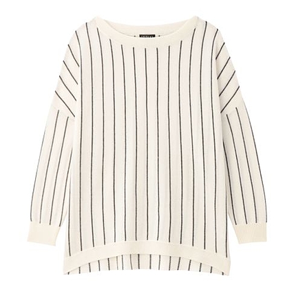 ストライプドロップショルダーニット