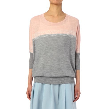 レース使いバイカラードルマンニット