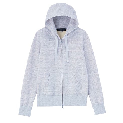 杢調ダブルジップパーカ