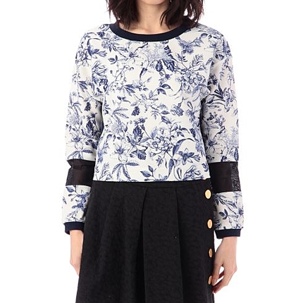 花柄メッシュプルオーバー