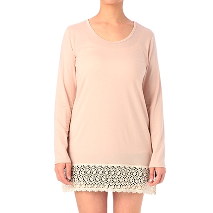 裾レースチュニックプルオーバー