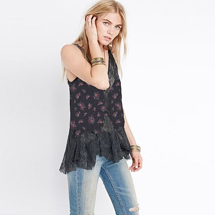 レース切り替えデザインキャミソール