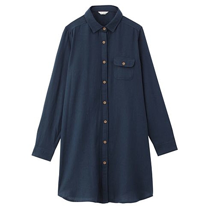 無地シャツワンピース