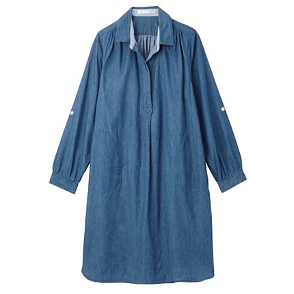 綿レーヨンデニムワンピース