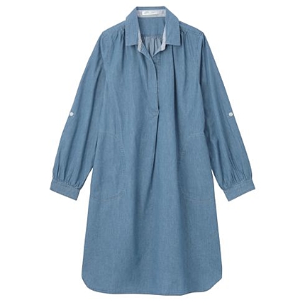 綿レーヨンデニムワンピース