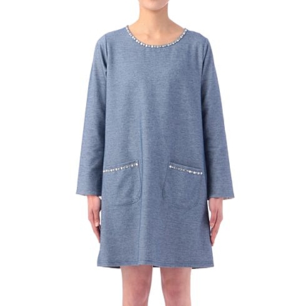 デニム風ビジューワンピース