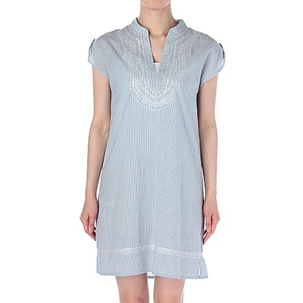 刺しゅうつきストライプワンピース