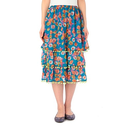 3段花柄シフォンスカート