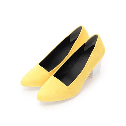 バイカラーチャンキーヒールパンプス