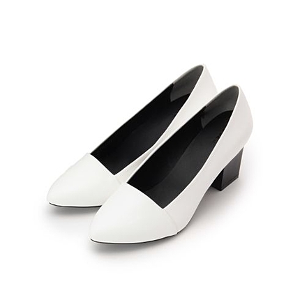 バイカラーチャンキーヒールパンプス