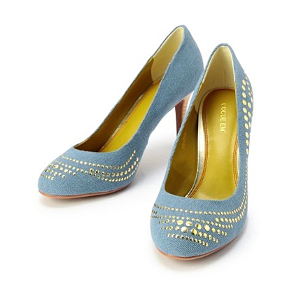 メタルデニムパンプス