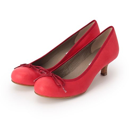 ヒールレザーバレエシューズ