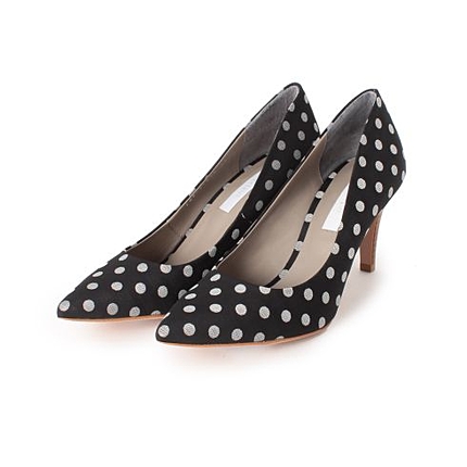 ドット柄ポインテッドトゥパンプス
