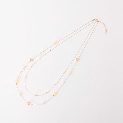 巻きパールビジュー玉2連ネックレス