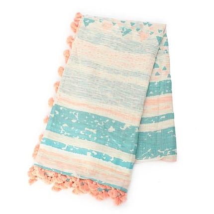 ポンポンタッセル付ストール