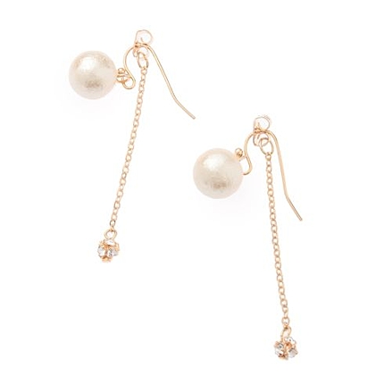 チェーンキャッチコットンパールピアス